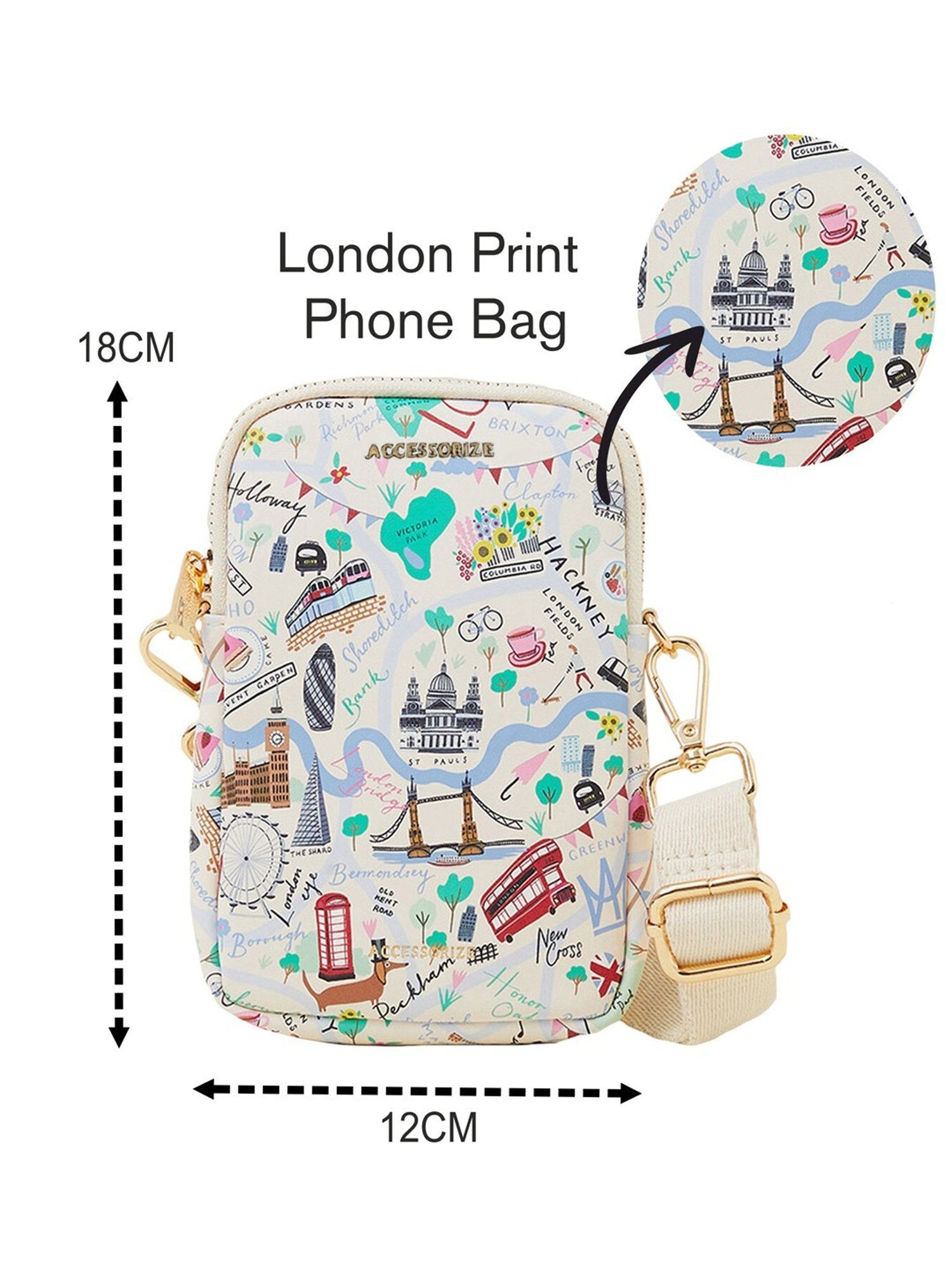 Accessorize London Beige Printed Mobile Pouch