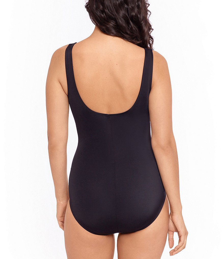 Reebok Covered In Dots Scoop Neck Tummy Control One Piece Swimsuit