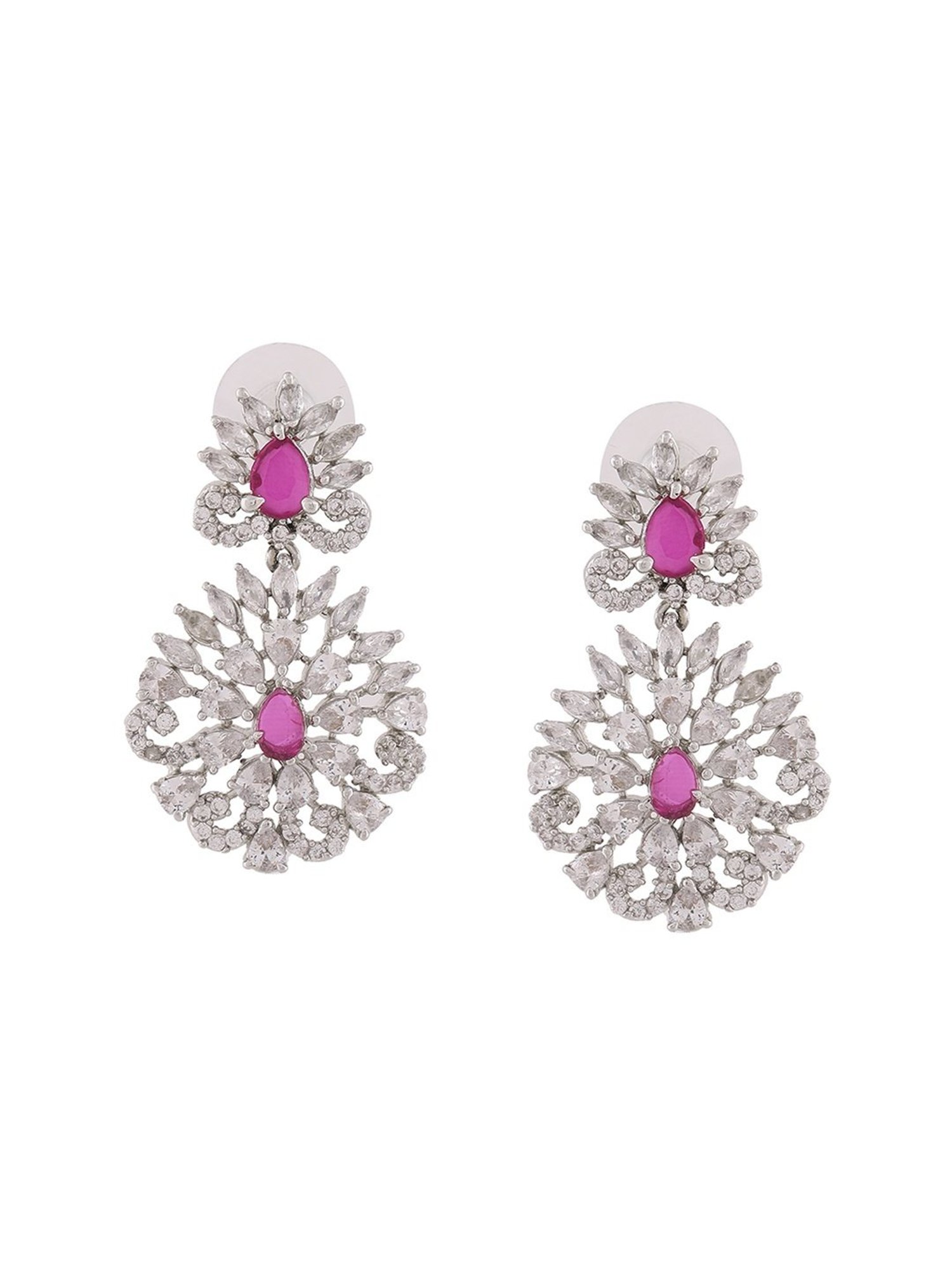 Estele Rhodium-Plated CZ Enchanted Pearl Choker Necklace Set for Women