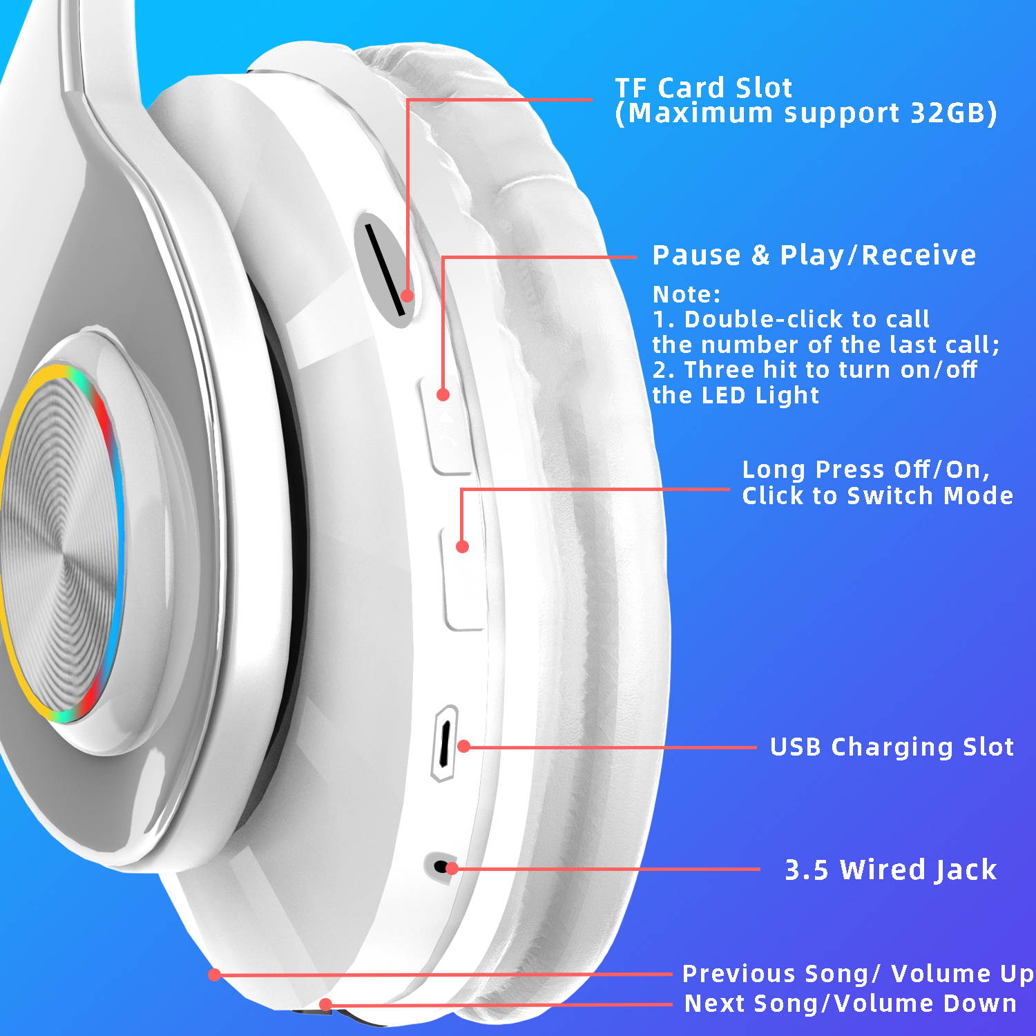 Donwell  For PS5 PS4 Xbox One PC Microphone Wireless Pro Gaming Headset With Mic  Foldable Headphones Wireless Headset Over Ear Noise Reduction Earphone Stereo
