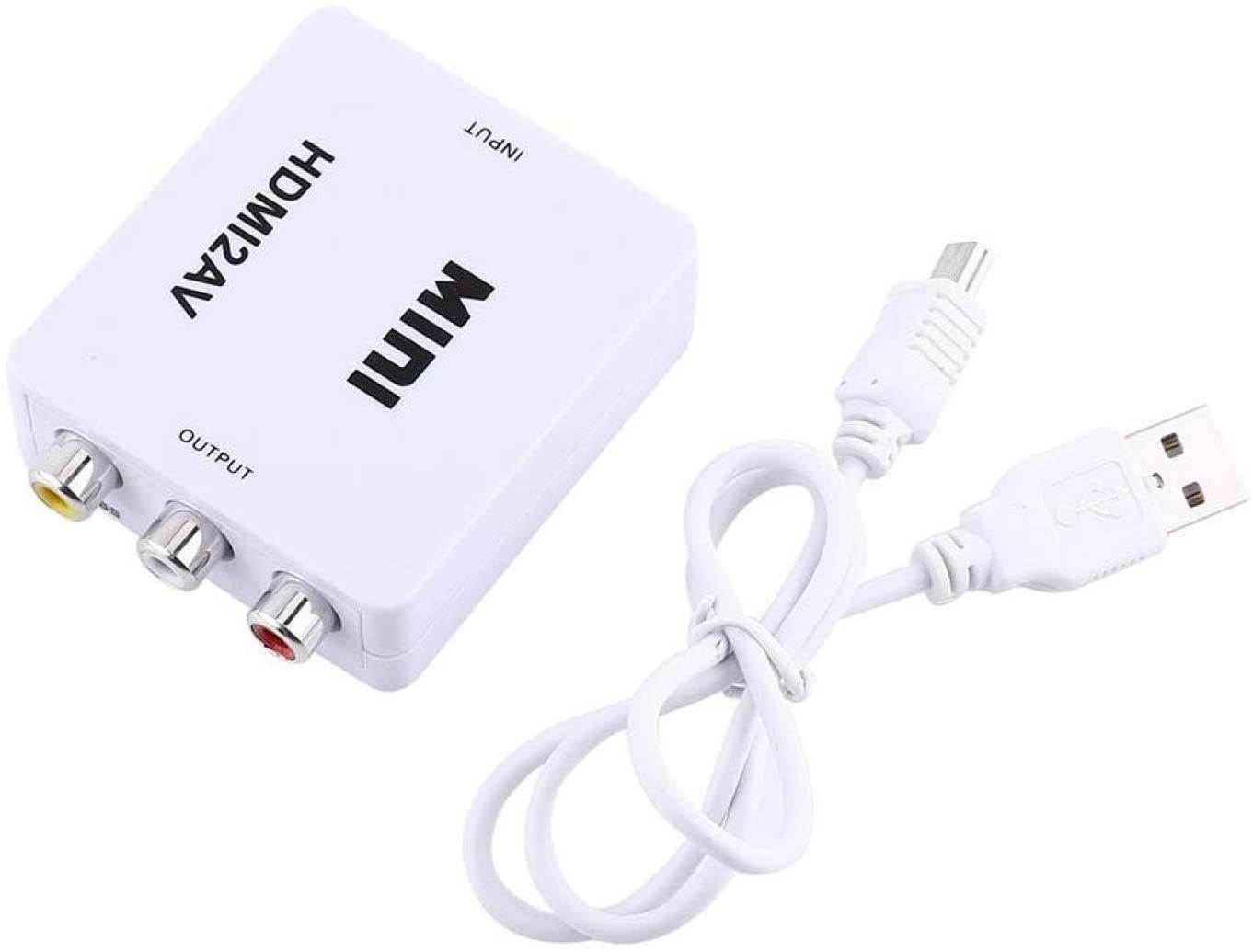 AV Converter, Portable to AV Adapter, 720p/1080p to Flexible Black/White for HD Camera HD DVD(White)