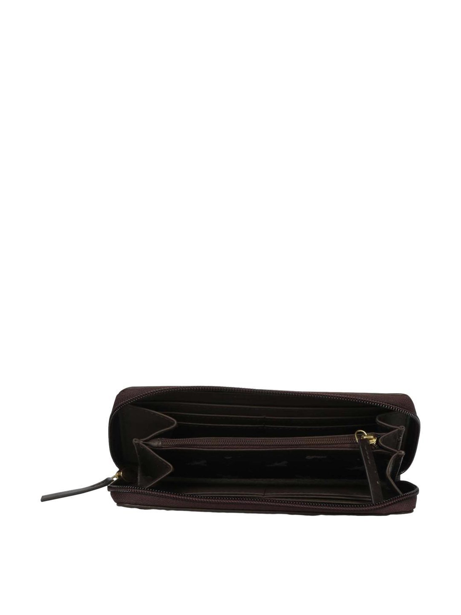 Favore Dark Brown Solid Small Zip Around Wallet