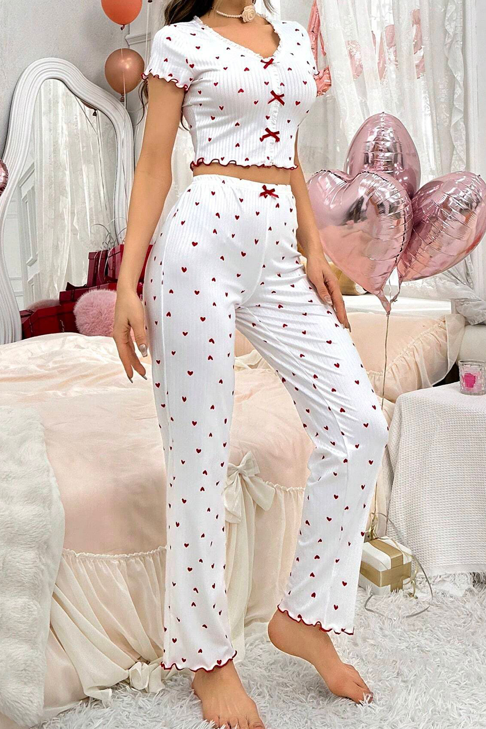 White Christmas Pullover and Drawstring Pants Pajama Set