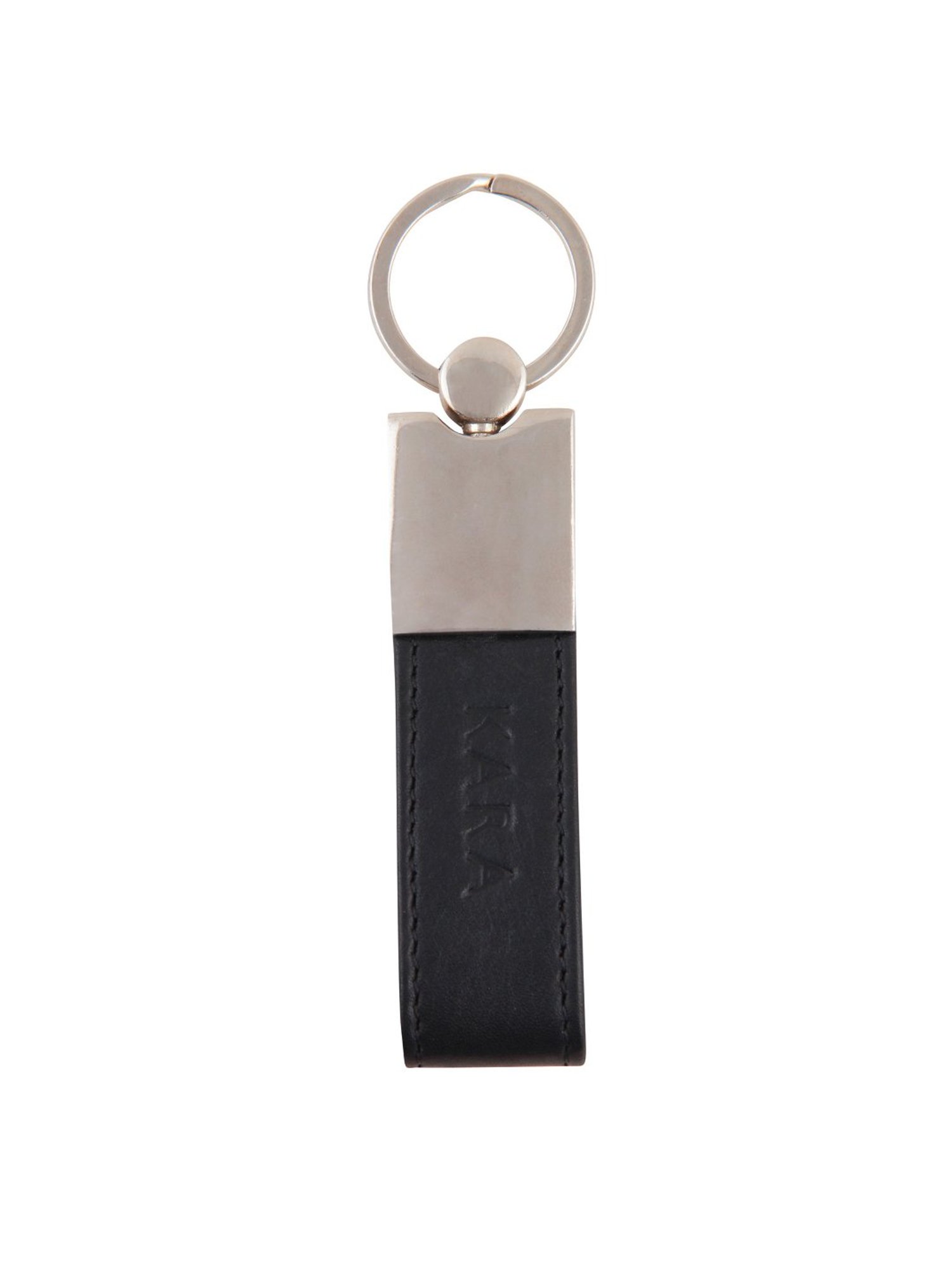 Kara Black Leather Keychain