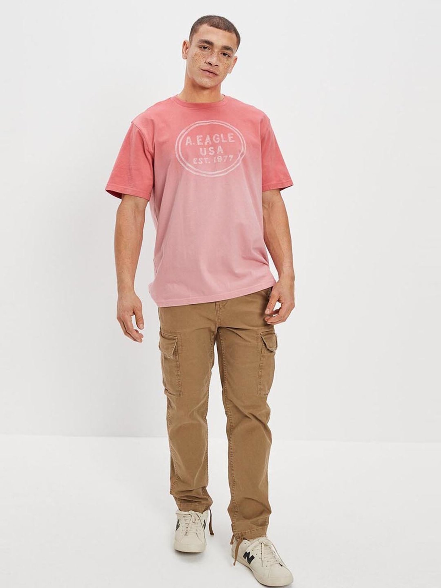 American Eagle Outfitters Red Cotton Regular Fit Printed T-Shirt