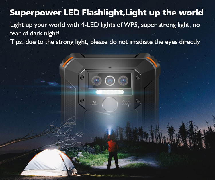 OUKITEL WP5 Rugged Cell Phones Unlocked Android 9 Smartphone 8000mAh Battery Triple Camera 4 LED Flashlights 4GB+32GB IP68 Waterproof 5.5 HD+4G Dual SIM Phone Face/Fingerprint ID
