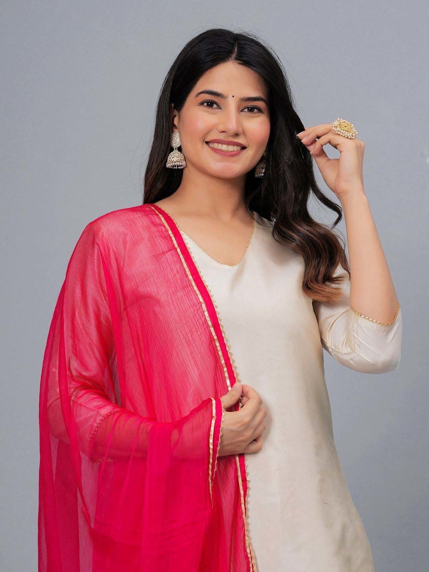 Stylum Pink Plain Dupatta