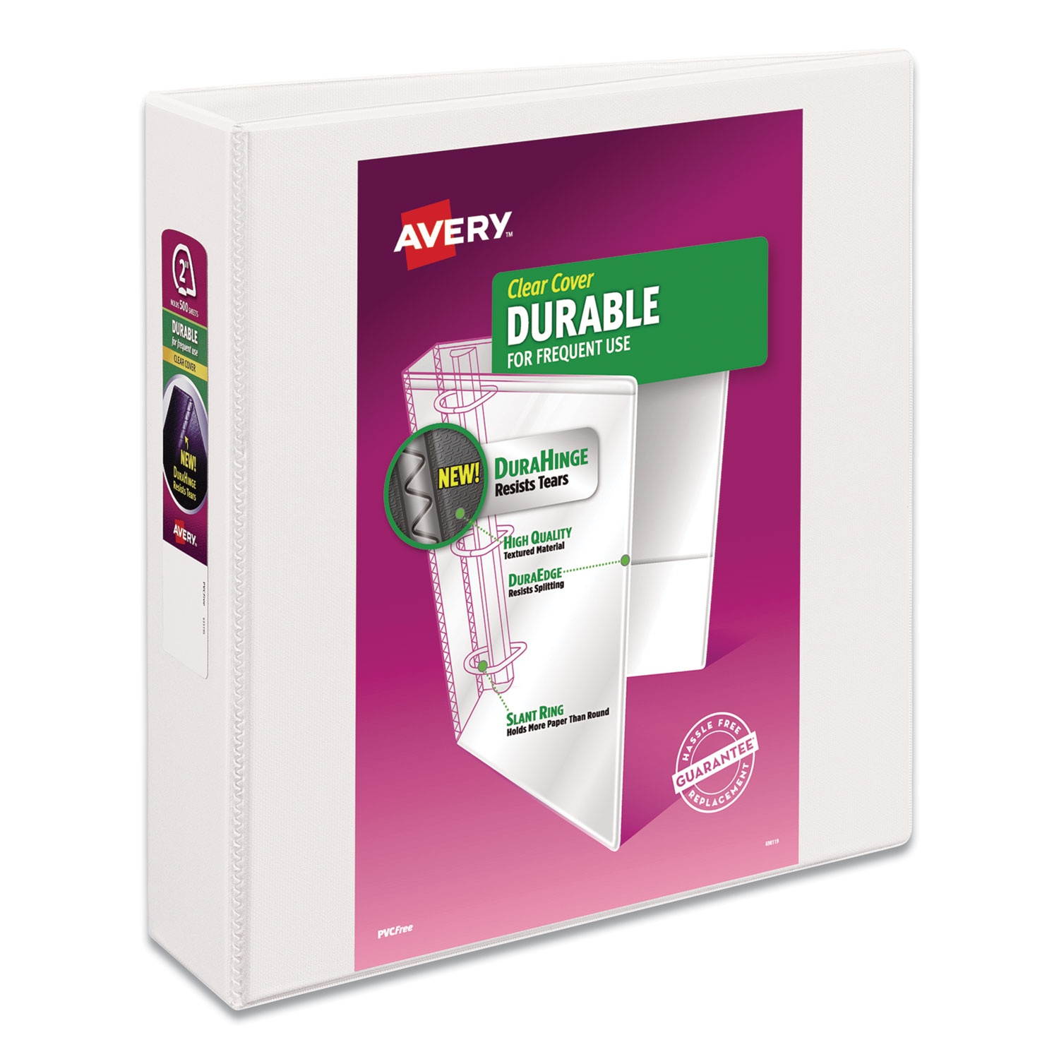 Avery Durable View Binder with DuraHinge and Slant Rings 2" White 4/Pack 17577