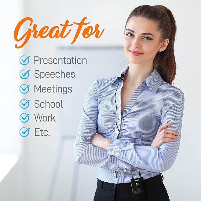 Compact UHF Wireless Microphone System - Pro Portable 1 Channel Desktop Digital Mic Receiver Set w/Belt-Pack Transmitter, Receiver, Headset and Lavalier Mics, Battery, for Home, PA -  PDWM1958B