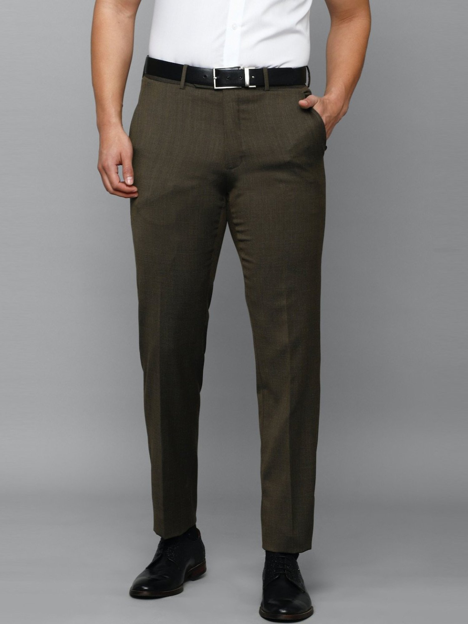 Luxure By Louis Philippe Brown Slim Fit Self Pattern Trousers