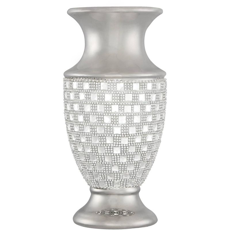Dahlia Studios Alino 11 1/2" High Silver and Crystal Urn Vase
