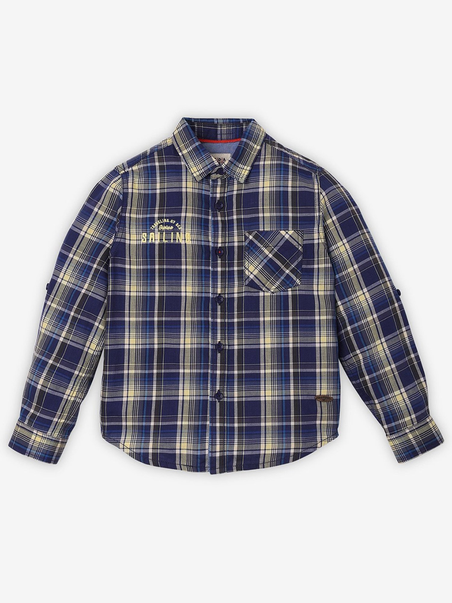 Ed-a-Mamma Kids Navy Checks Full Sleeves Shirt