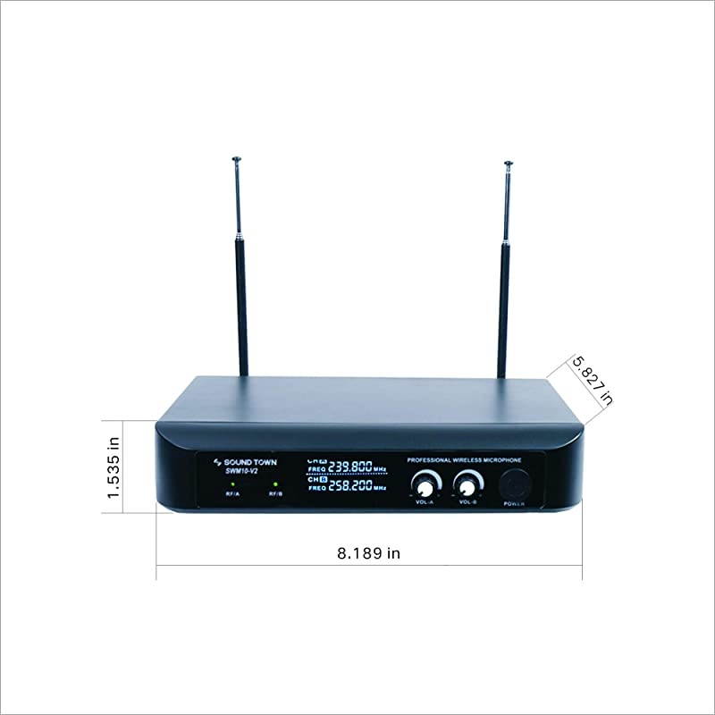 Professional DualChannel VHF Handheld Wireless Microphone System with LED Display 2 Handheld Mics for Family Party Conference Karaoke Wedding Church SWM10V2HH