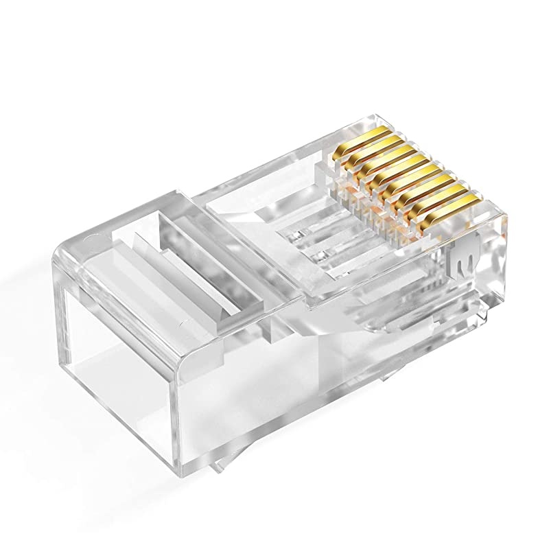 CAT6 RJ45 Connectors Ethernet End  GoldPlated 8P8C UTP Network Plug for Solid Wire amp Standard Cable Transparent Crimp Connector Cat6a Cable Insert 50Pack