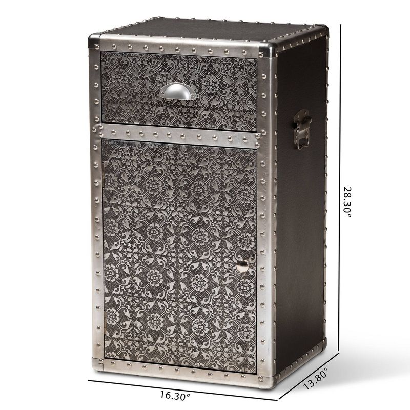 Cosette Metal Floral Accent Cabinet Silver - Baxton Studio
