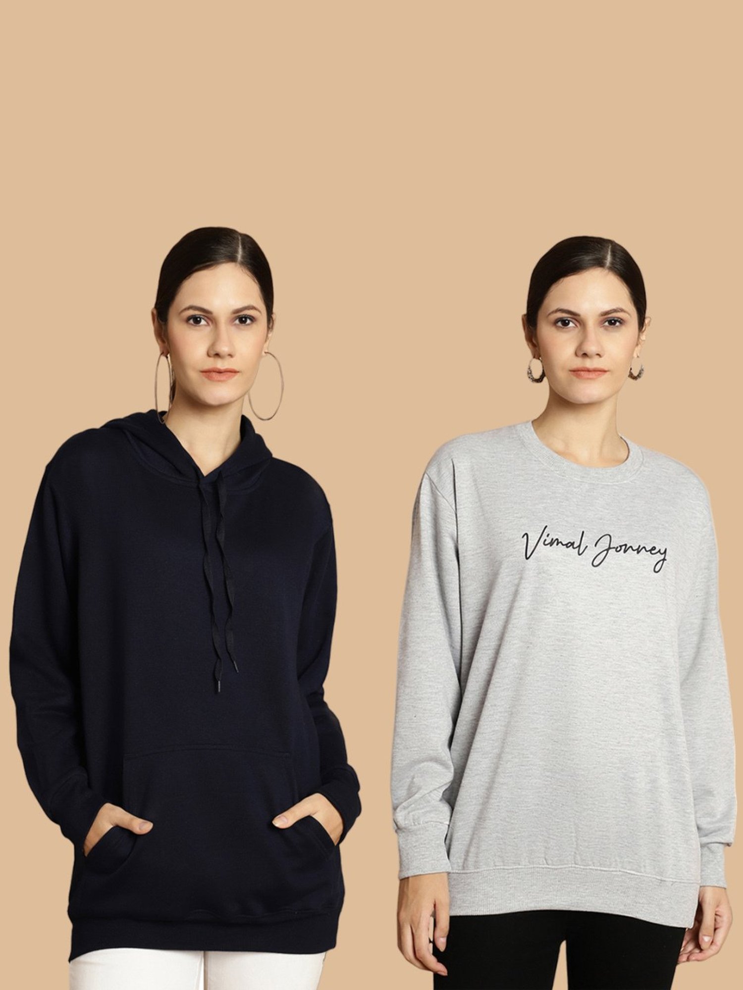 Vimal Jonney Navy & Grey Printed Sweatshirt - Pack Of 2