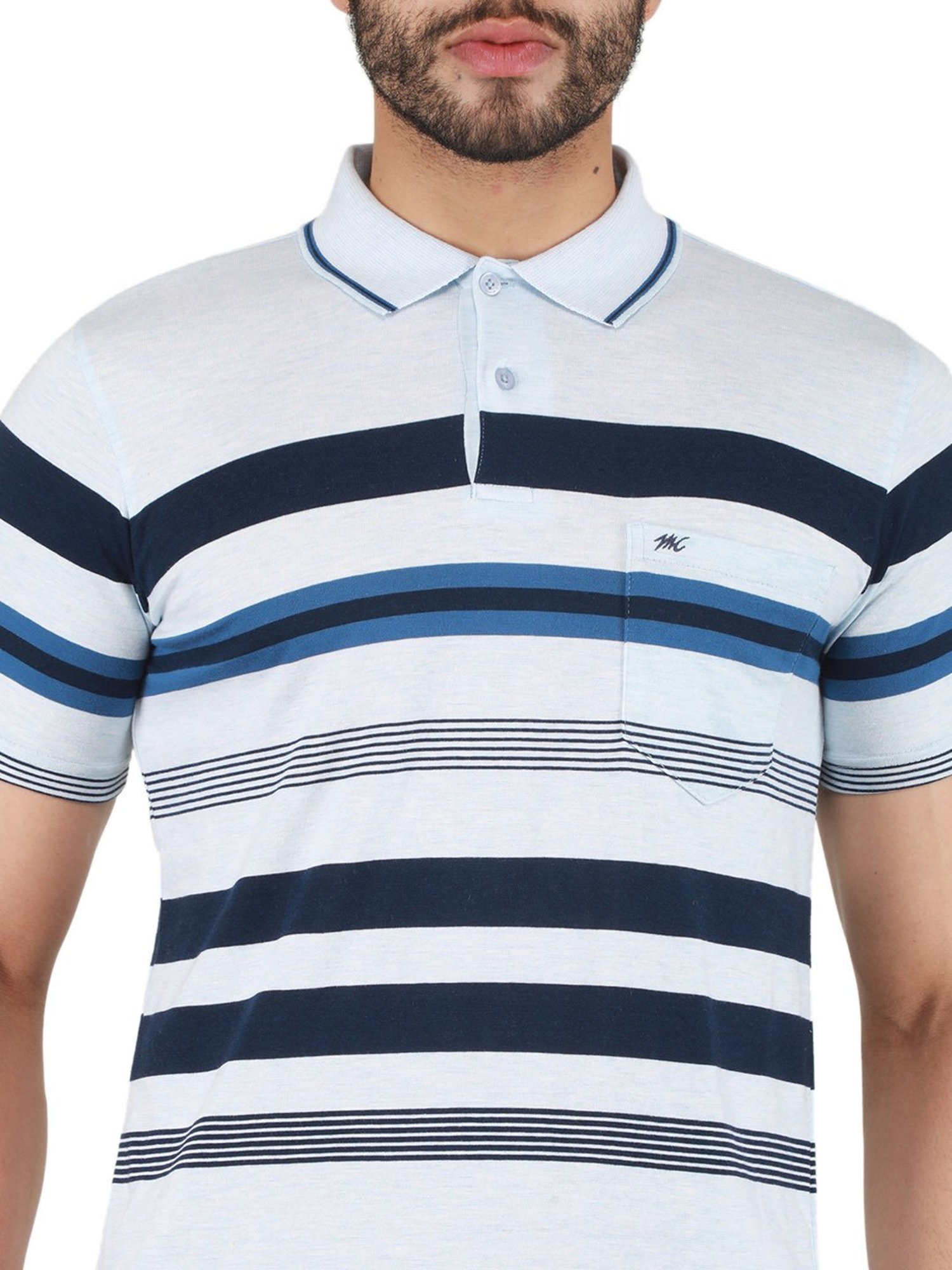 Monte Carlo Multicolor Regular Fit Striped Polo T-Shirt