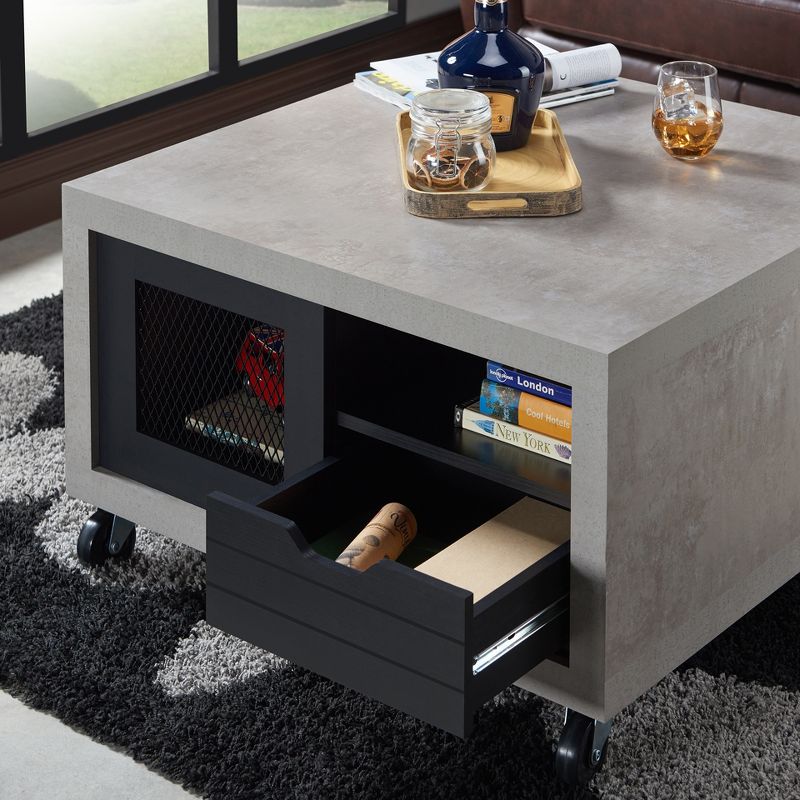 Rayna Industrial Coffee Table Black/Cement - HOMES: Inside + Out