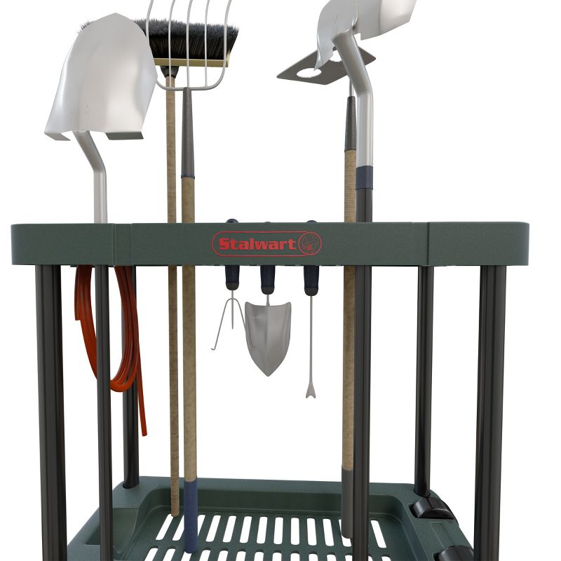 Stalwart Rolling Garden Tool Storage Rack Tower Black