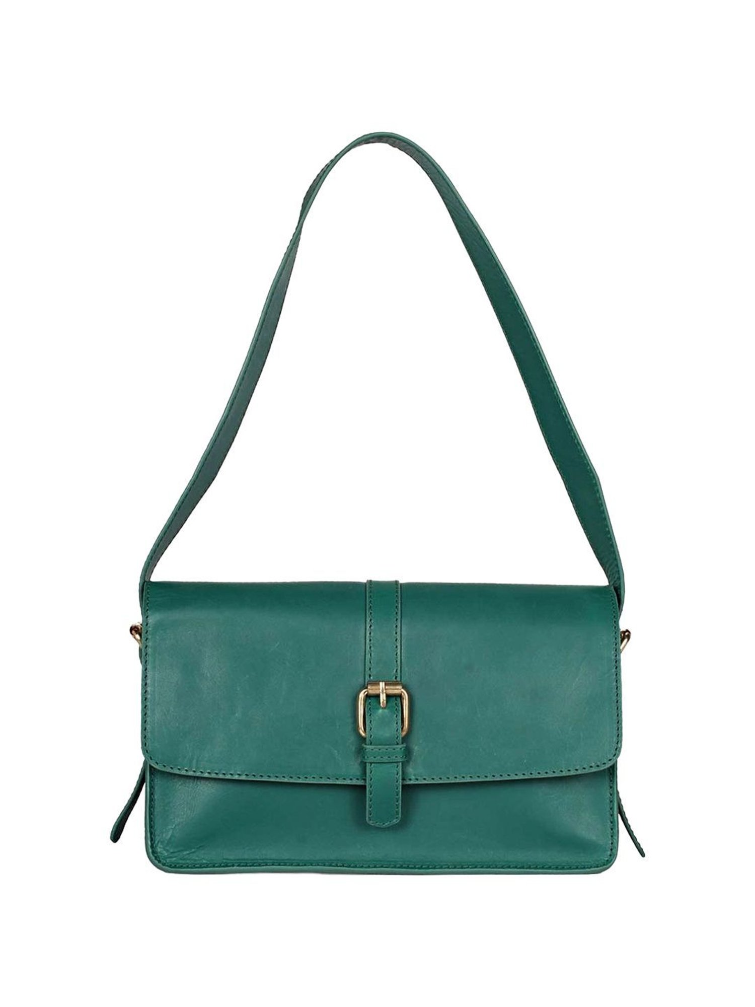 Saint G Green Solid Medium Shoulder Handbag