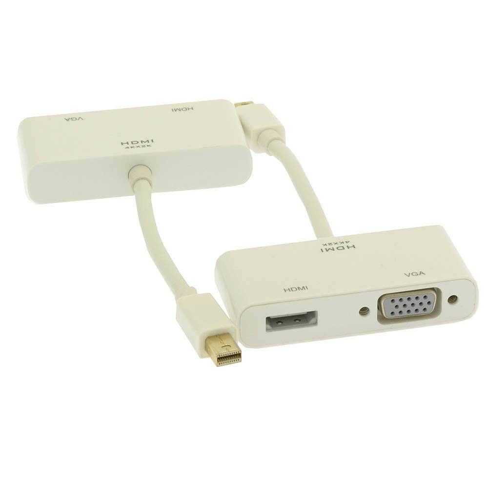 Fuji Labs Mini DisplayPort (Thunderbolt) Male to VGA+HDMI Female Adapter