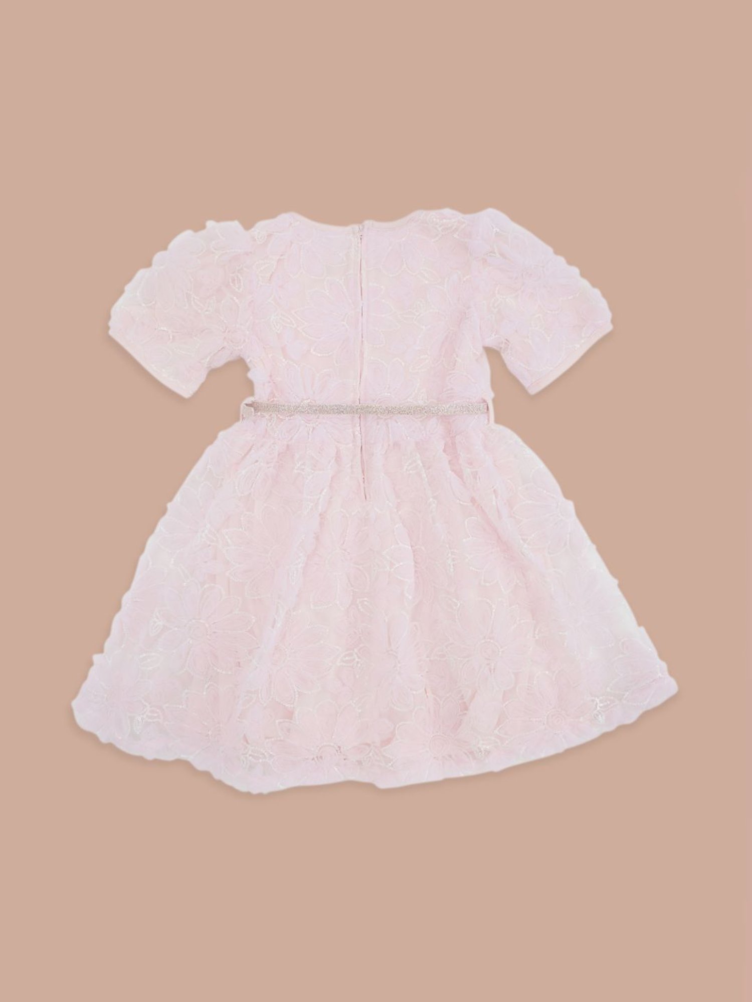 Pantaloons Junior Pink Cotton Floral Print Dress