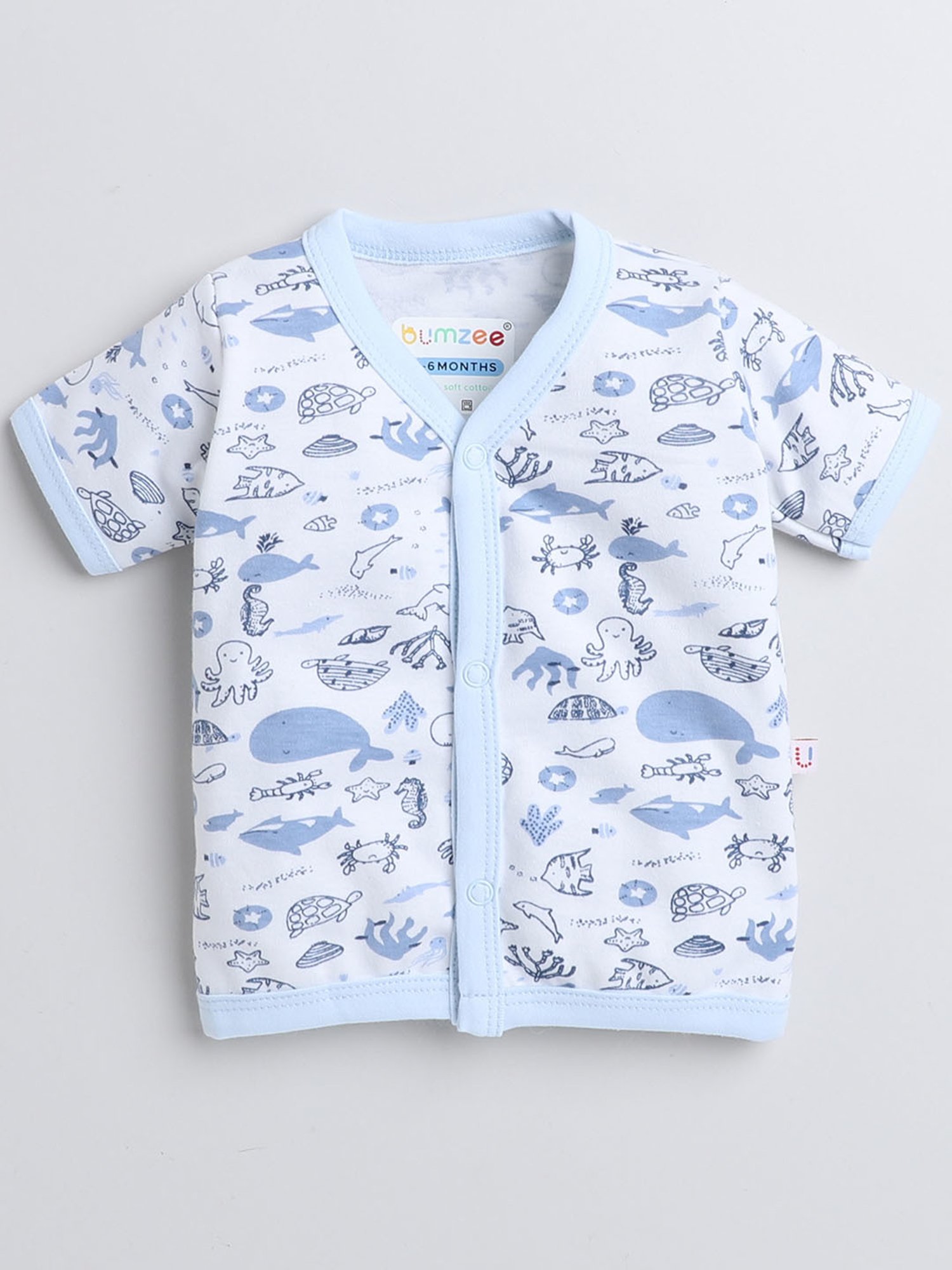 Bumzee Kids Blue & White Printed Jhablas (Pack Of 3)