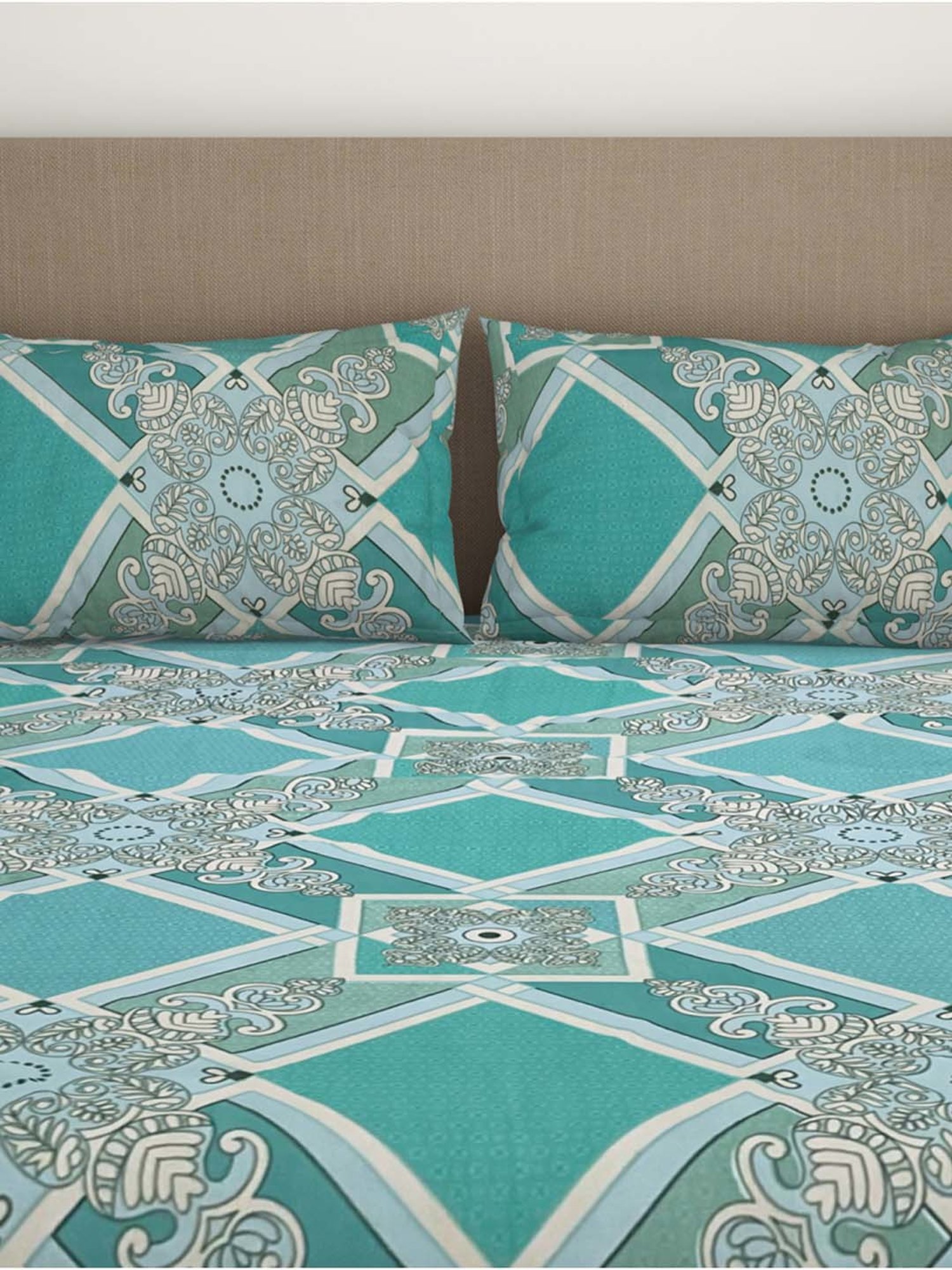 Welspun Bliss Light Green Microfibre 120 TC Double Bedsheet with 2 Pillow Covers