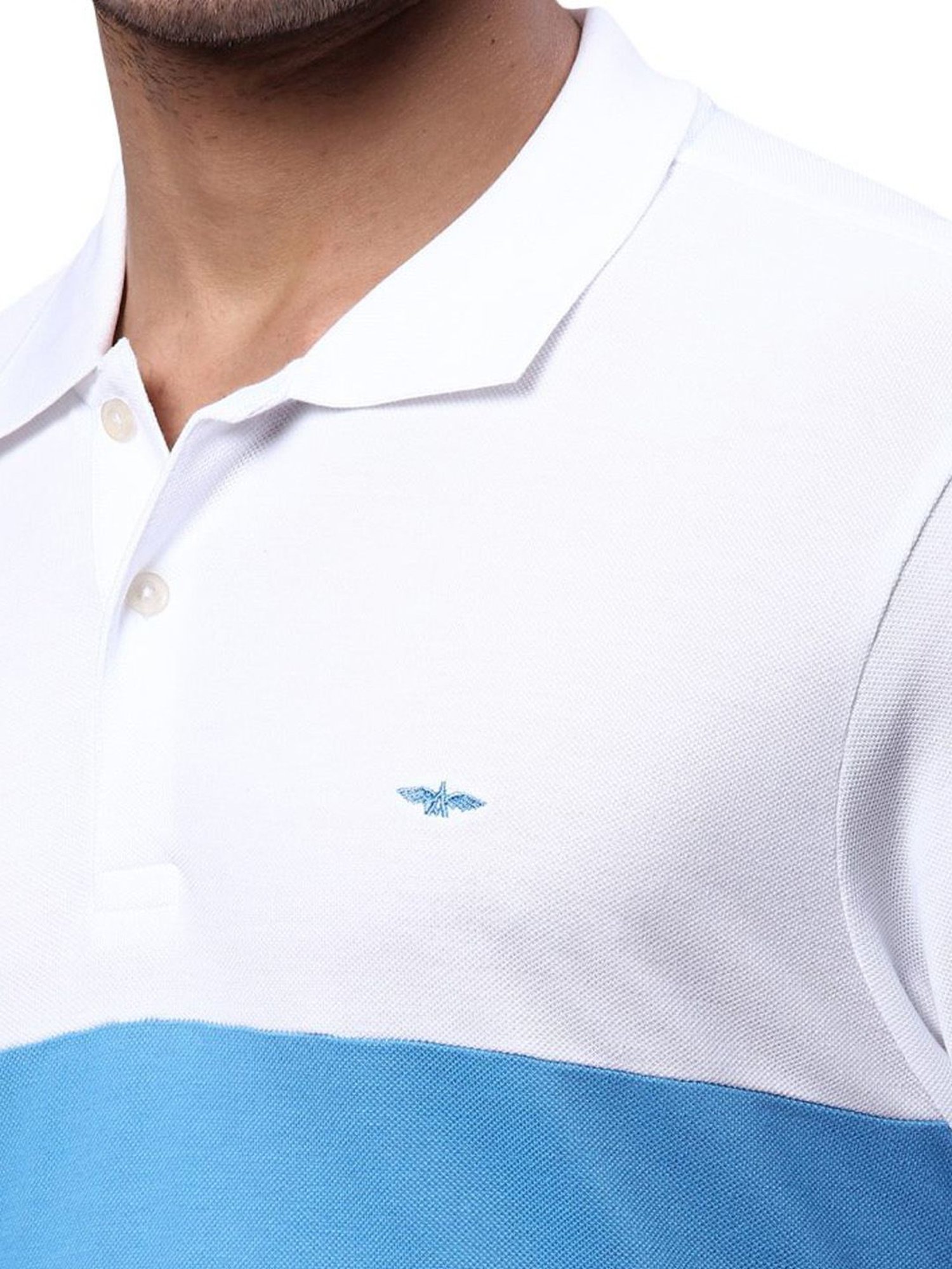 Park Avenue Grey & White Slim Fit Colour Block Polo T-Shirt