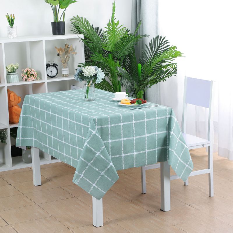 54"x79" Rectangle PVC Water Oil Resistant Plaid Pattern Tablecloths Teal - PiccoCasa
