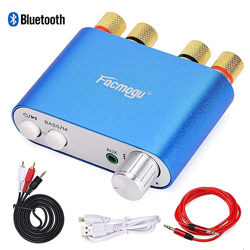 Mini Stereo Amplifier 50Wx2 Bass Bluetooth Receiver DC 924V 12V Mini BT 40 Home amp Car Audio Dual Channel Amplifier HIFI Wireless Receiver Amp Ampli Module with EMI Filter Blue