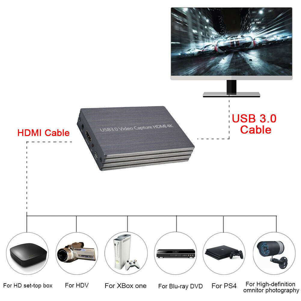 HDMI to USB3.0 Video Capture Adapter 4K 1080P Dongle Card for Linux Windows Mac
