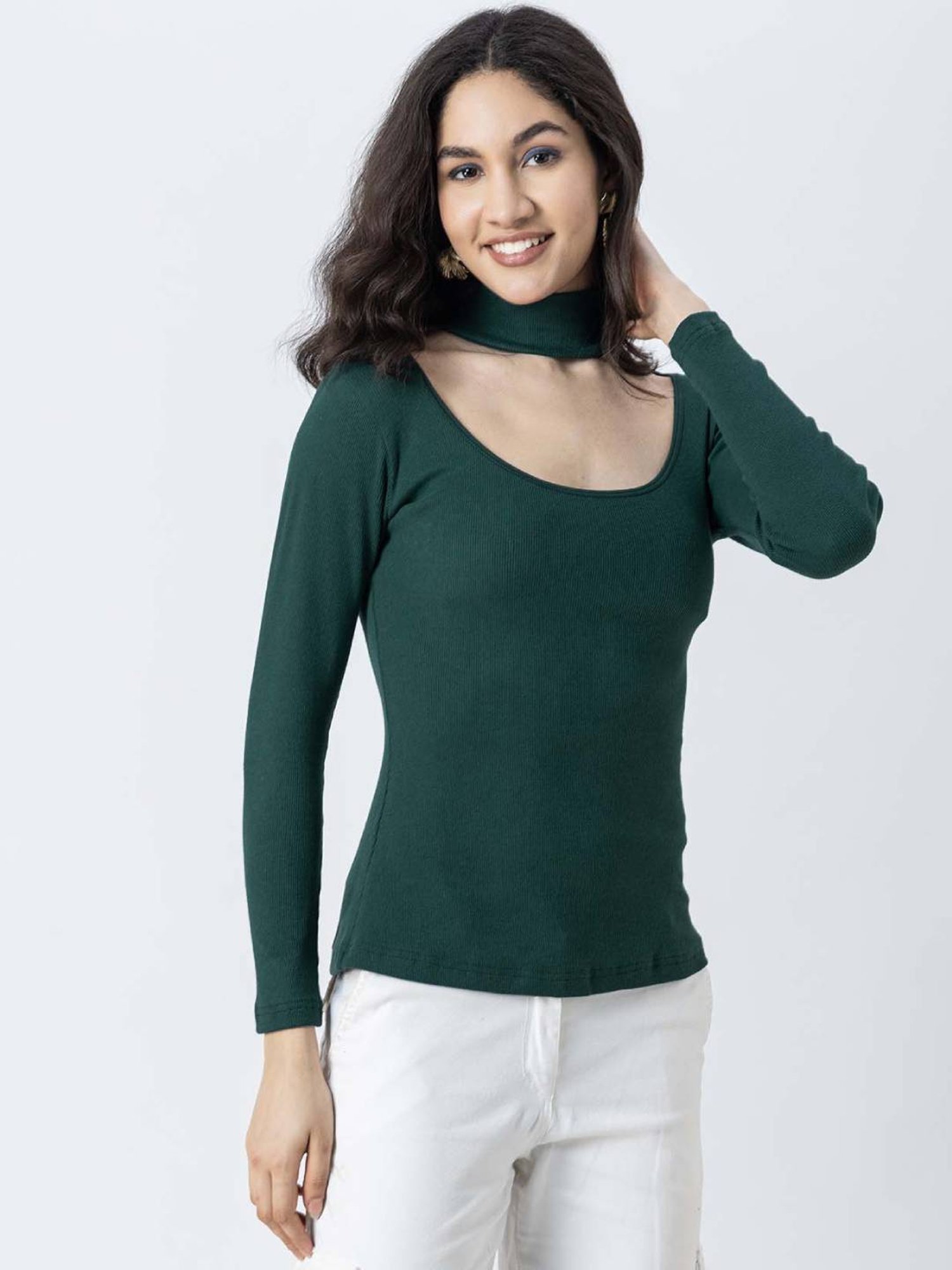 Moomaya Green Slim Fit Top