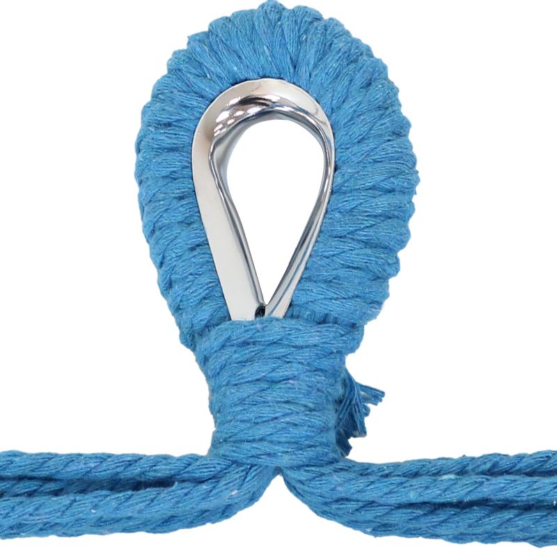 Sunnydaze Hanging Rope Hammock Chair Swing with Collapsible Bar for Backyard and Patio - 265 lb Weight Capacity - Ocean Breeze