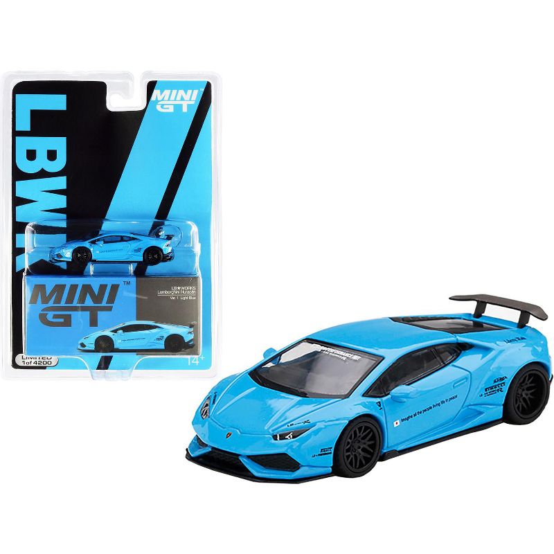 Lamborghini Huracan Ver. 1 LB Works Light Blue Limited Edition to 4200 pieces 1/64 Diecast Model Car by True Scale Miniatures