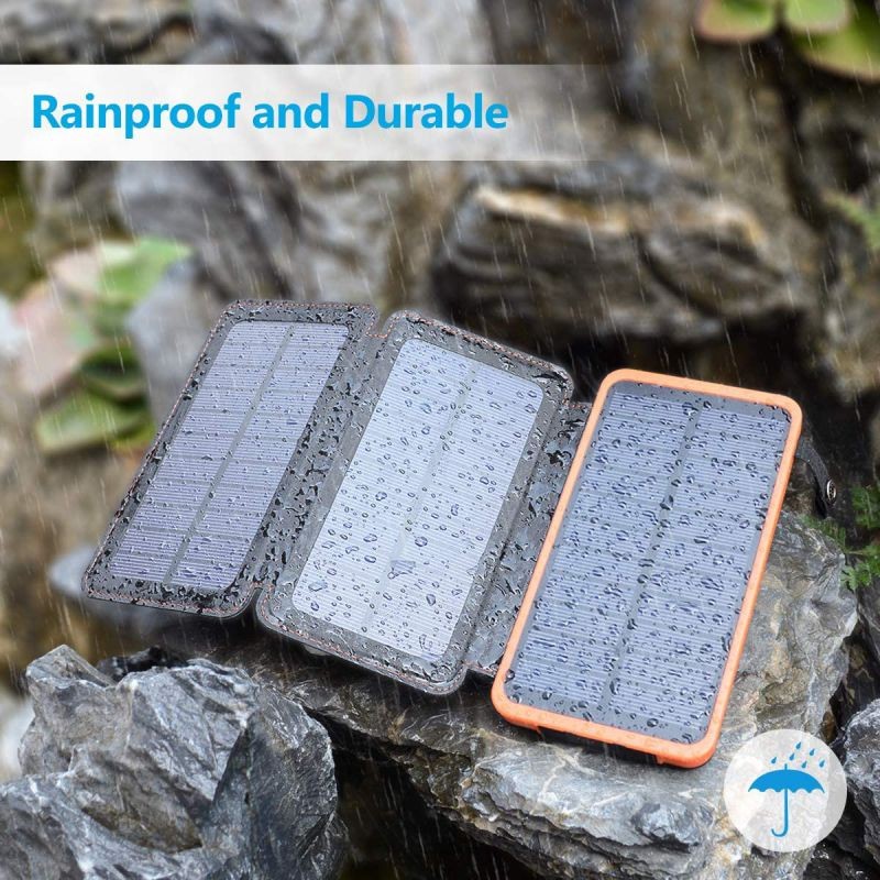 Solar Charger 24000mAh, FEELLE Solar Power Bank with High-Efficiency Foldable Panels and Flashlight, External Battery Pack for Hiking, Camping, Portable Phone Charger for iPhone, Tablet and Samsung