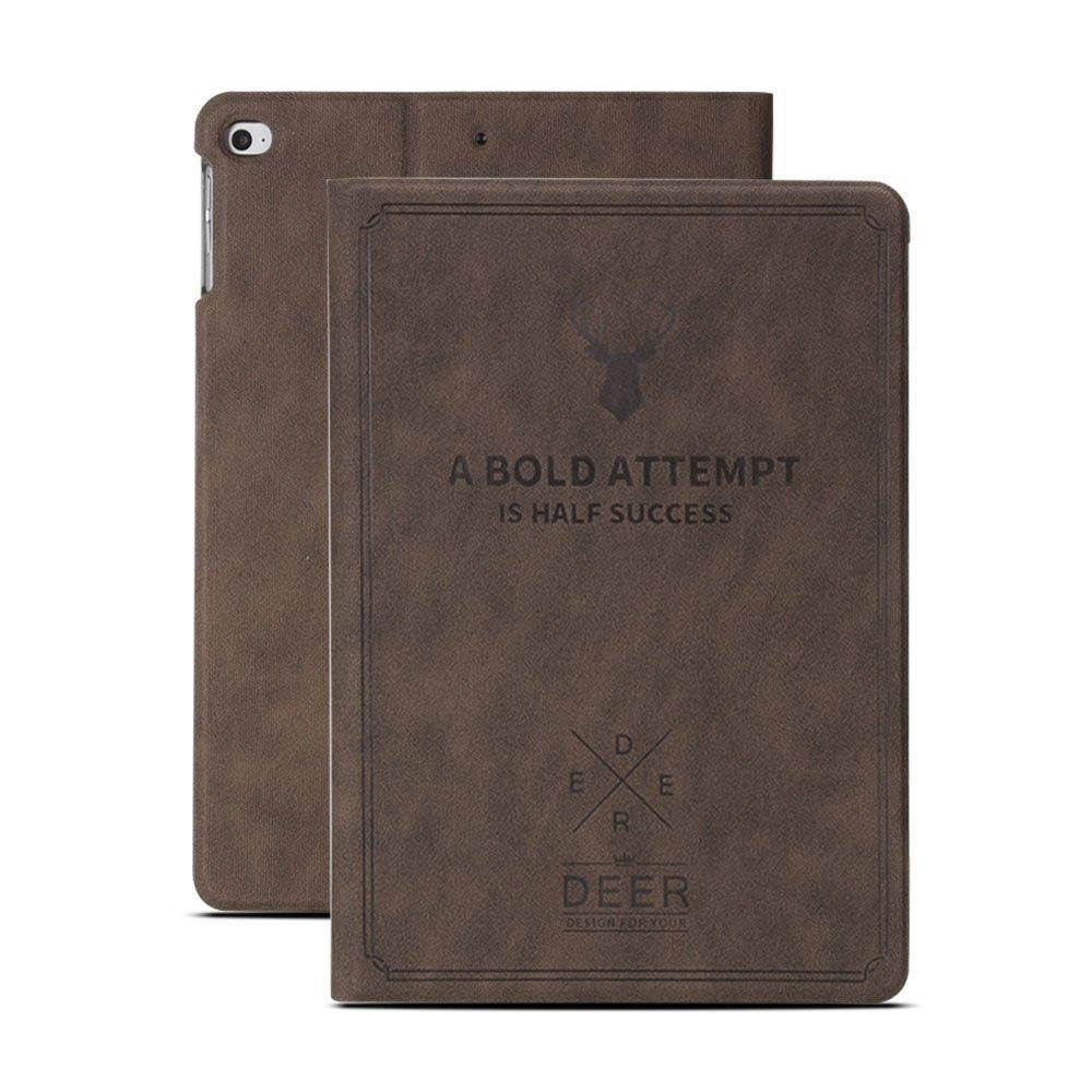 DuraSafe Cases iPad 4/iPad 3/iPad 2-9.7 Inch Case (A1458/A1459/A1460/A1403/A1416/A1430/A1395/A1396/A1397) Slim Fit Folio Smart Shell Shock Resistant [ Auto Sleep/Wake ] [ Deer Pattern-Coffee]