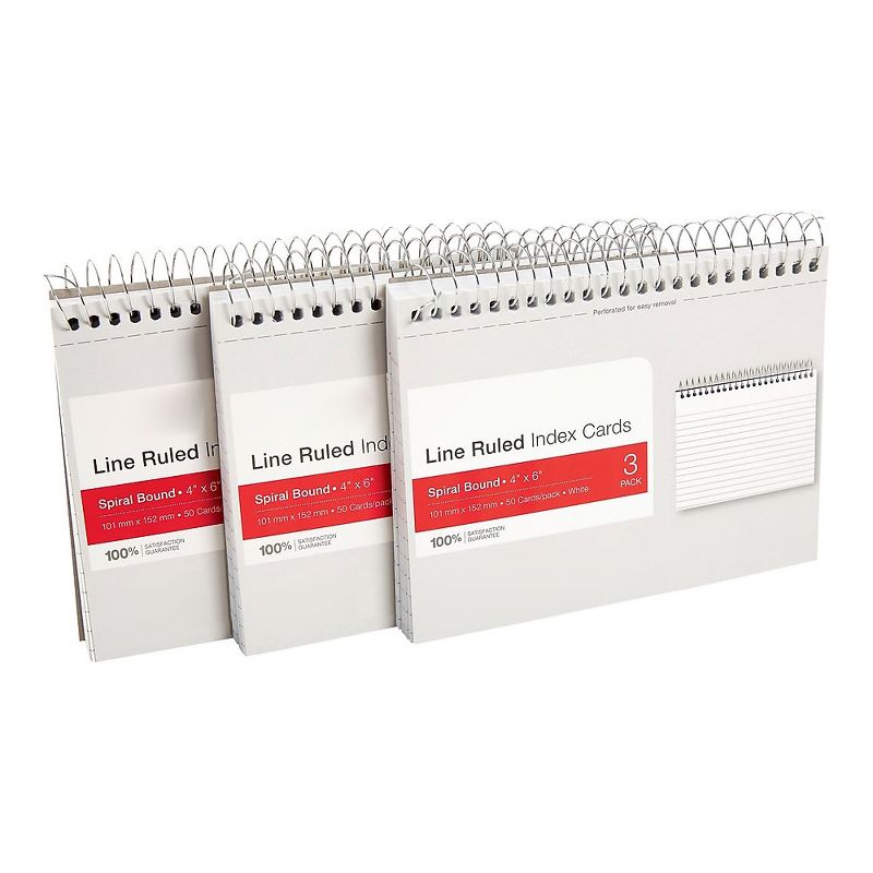 MyOfficeInnovations 4 x 6 Index Cards, Lined, White, 50 Cards/Pack, 3 Pack/Carton 