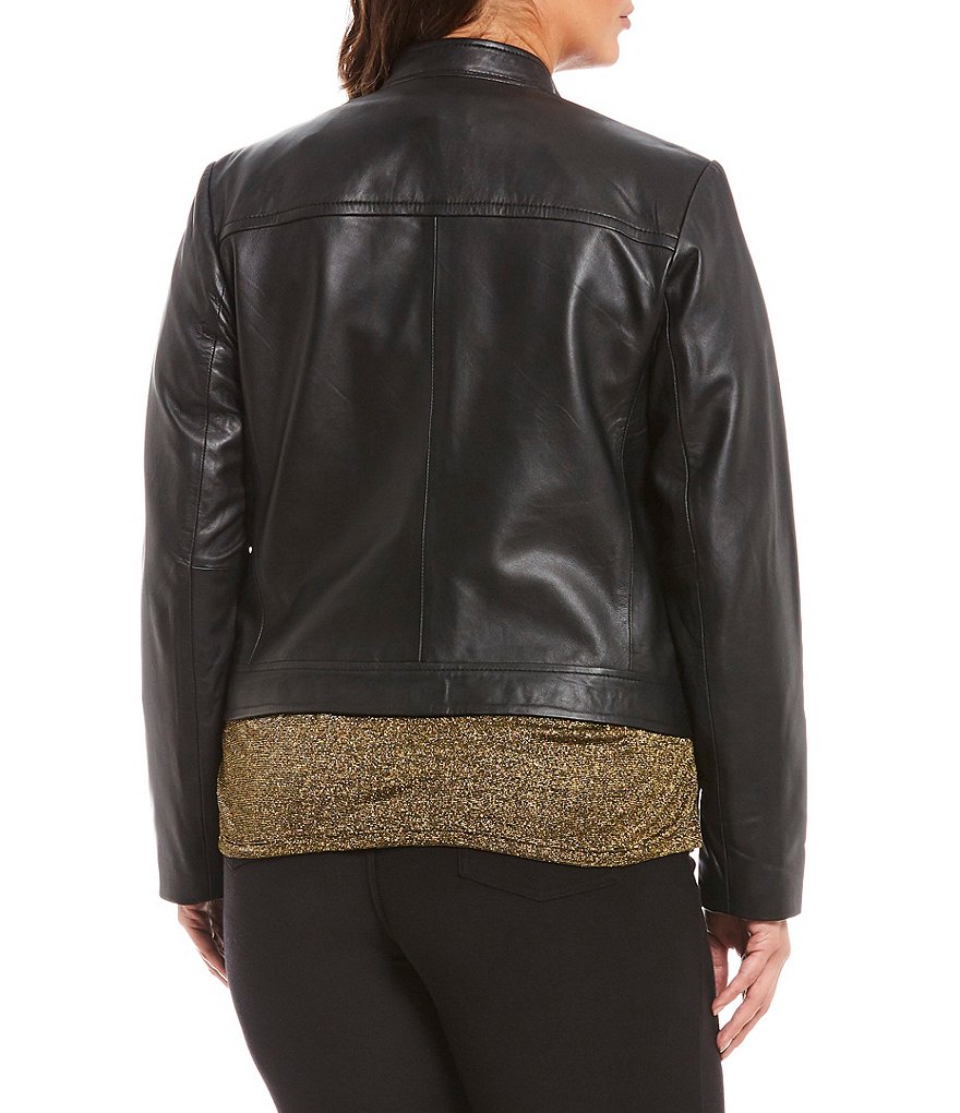 Ali Miles Plus Size Mixed Animal Print Open-Front Drop Needle Onion Skin Jacket