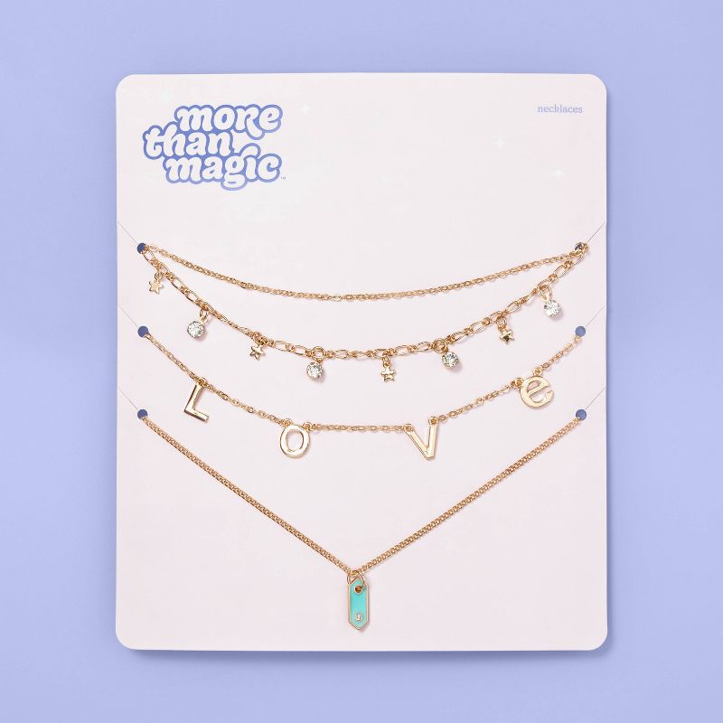 Girls' Love and Geo Shape Layered Necklace Set - More Than Magic™