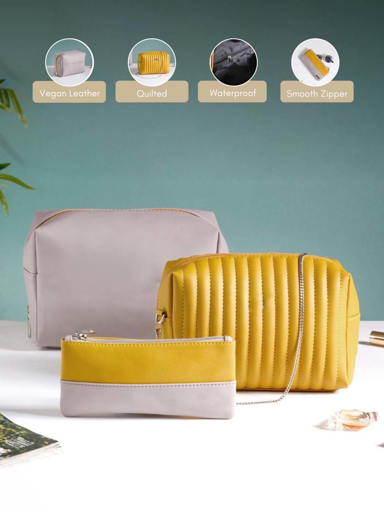 HOSTA HOMES Black Pvc Parachute Material Zipper Bag - Set of 2