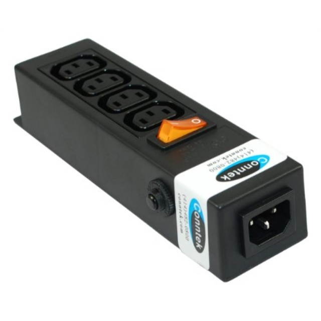 conntek 55705 power strip 250 volt 71/2inch housing iec c14 inlet to 4 iec 60320 c13 receptacles sheet f computer/server