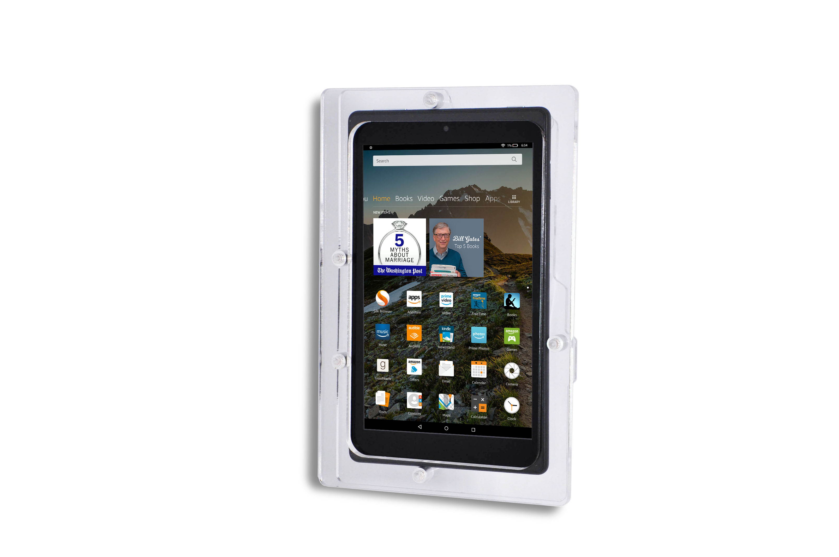 TABcare Fire HD 8 2016 2017 Acrylic Anti-Theft Kit for Kiosk, POS, Store, Show Display (Wall Mount, VESA)