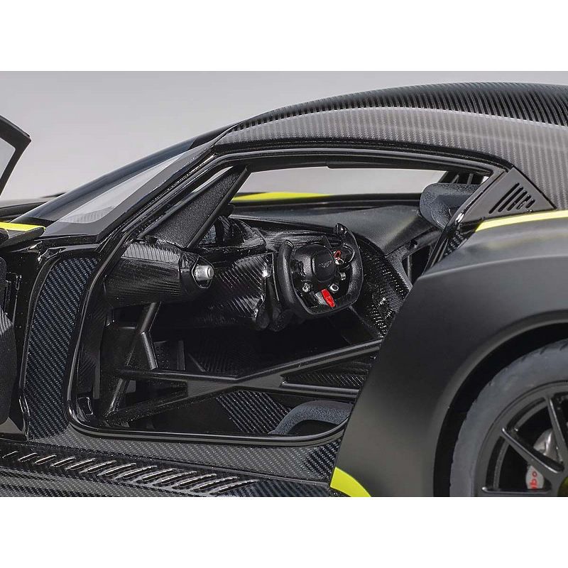 Aston Martin Vulcan Matt Black with Lime Green Stripes 1/18 Model Car by Autoart