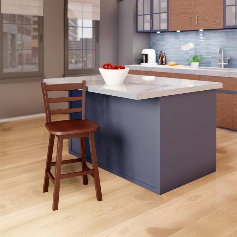 Scalera Ladder Back Swivel Seat Barstool Walnut - Winsome