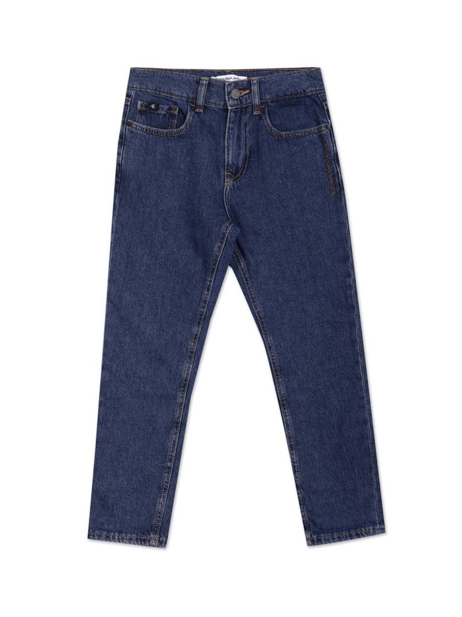 Calvin Klein Jeans Boys Blue Cotton Relaxed Fit Jeans