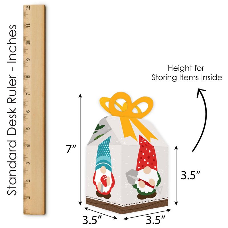 Big Dot of Happiness Garden Gnomes - Square Favor Gift Boxes - Forest Gnome Party Bow Boxes - Set of 12