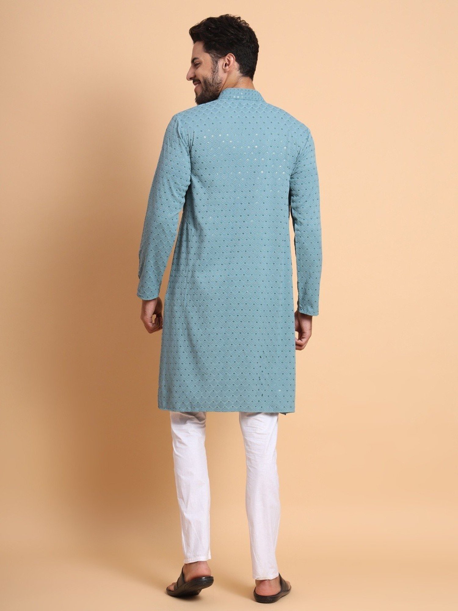 SWAGG INDIA Sky Blue Regular Fit Embroidered Kurta