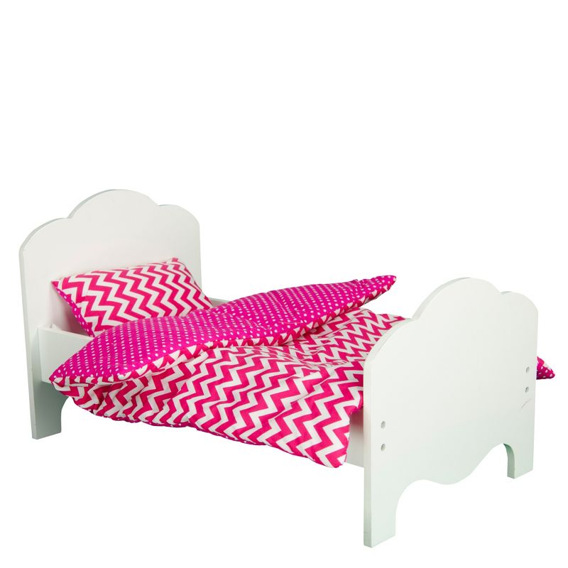 Olivia's Little World - Little Princess 18" Doll Furniture - Single Bed & Bedding Set - Modern Chevron
