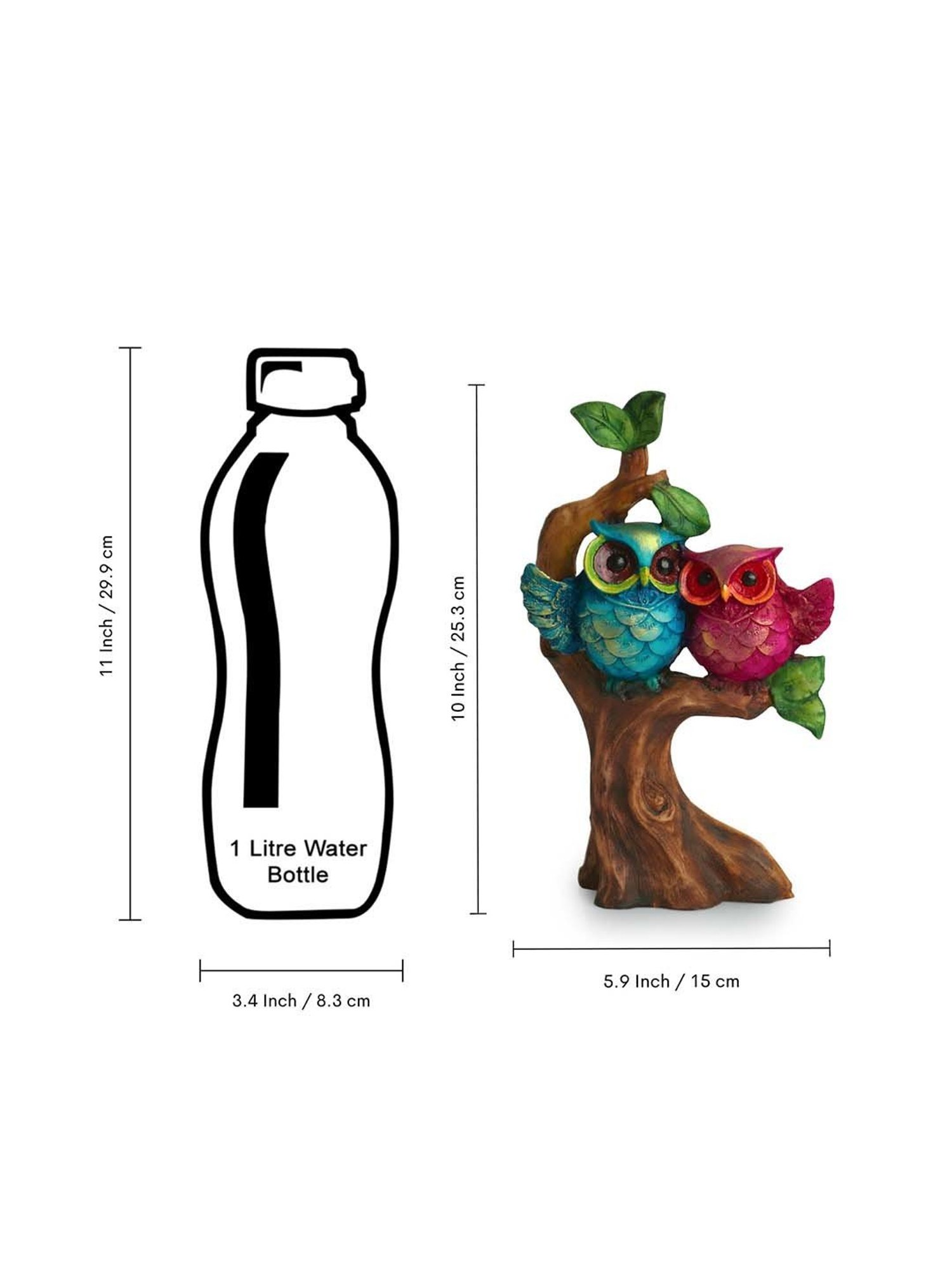 ExclusiveLane White & Golden Resin Owls On A Tree Branch Showpiece